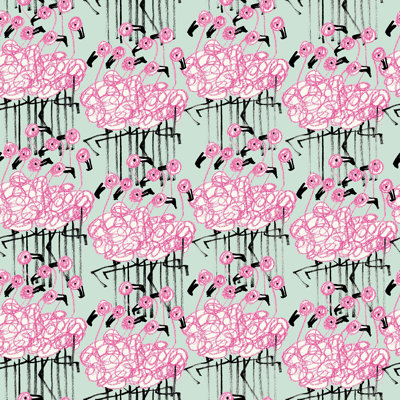 Flamingo Jam 33' L x 20.5" W  Wallpaper Roll