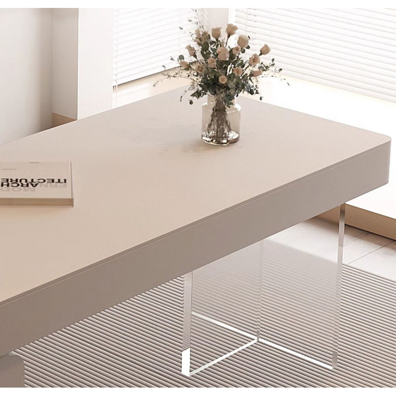 Bureau de table moderne en pierre frittée avec tiroirs Modern, H 29,53 po x l 62,99 po x P 23,62 po, Blanc