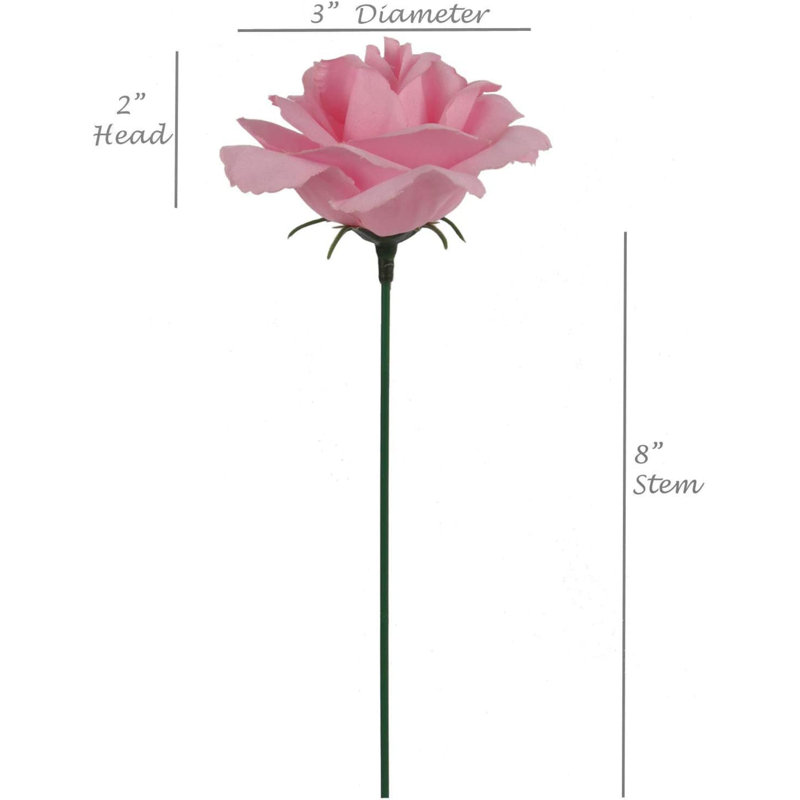 400 pièces de roses roses en soie - paquet de 8 fleurs artificielles réalistes pour bouquets, bricolage et événements