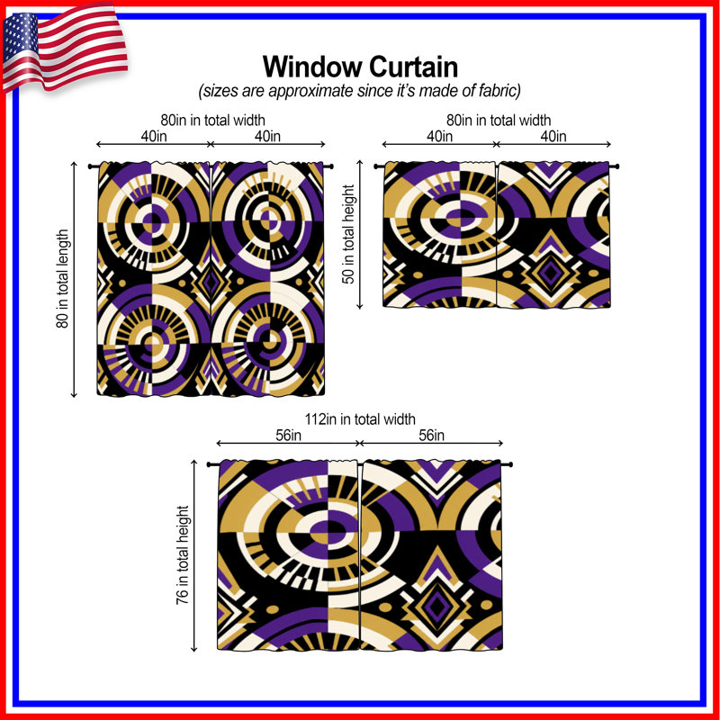 Rideaux géométriques à motif géométrique Art Deco, 40in x 82in - 2 panels, Sheer