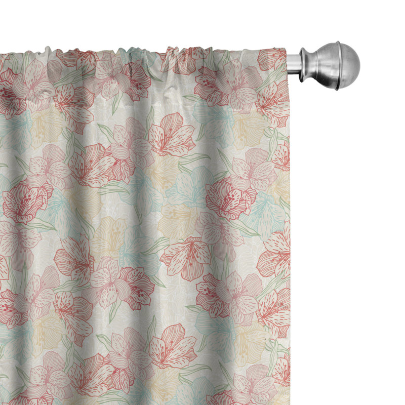 Floral Semi-Sheer Rod Pocket Curtain Panels, 28" x 84"