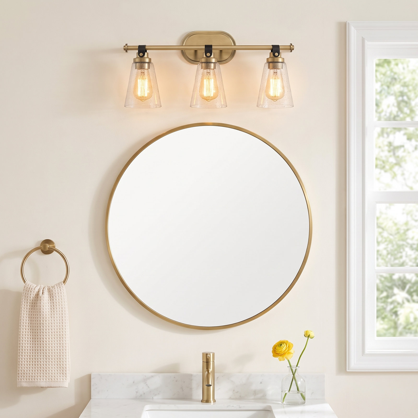 Alysa Vanity Light, Antique Brass, 3 Lights