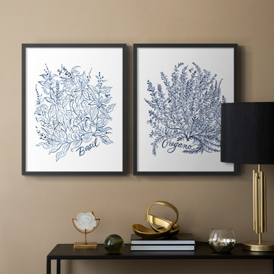 «Summer Herb Garden Sketches I», reproduction encadrée de qualité supérieure - prête à être accrochée - aucun clou requis - aucun clou requis