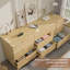 Commode 9 tiroirs moderne avec poignées en métal doré et pieds en bois - Commode minimaliste pour la chambre à coucher ou le salon