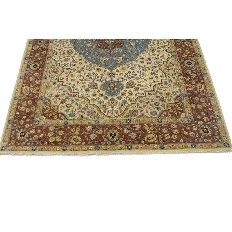 Tapis beige en laine noué à la main Amory