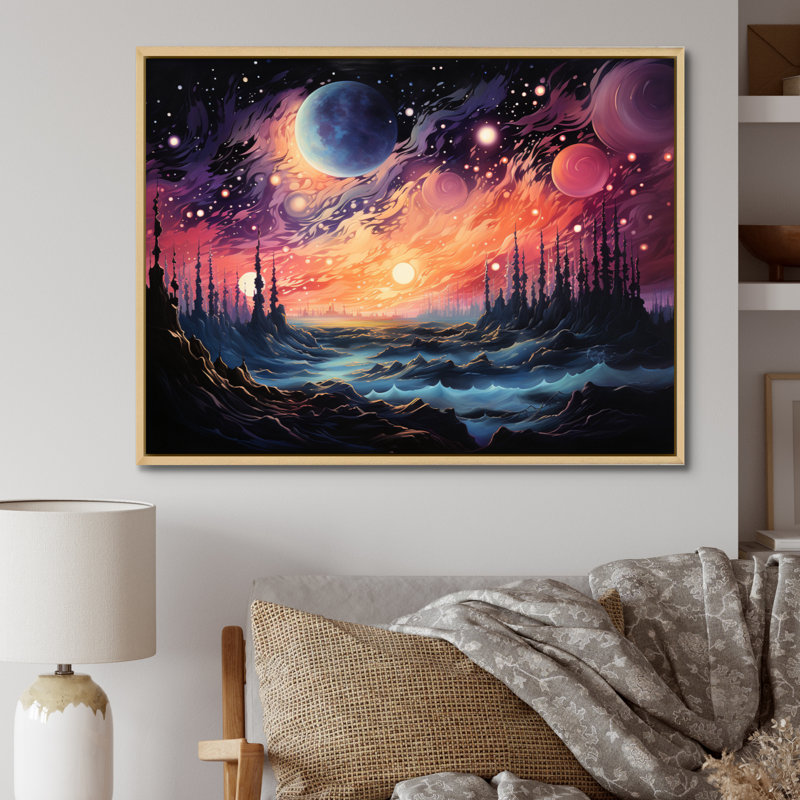 «Stars Infinity Landscape I», reproduction sur toile, 24" H x 32" W, Cadre naturel flottant