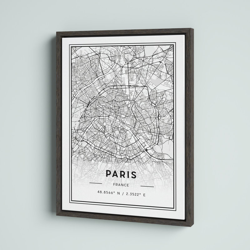 «Paris Modern Map» par Jake Goossen, reproduction d'art sur toile encadrée