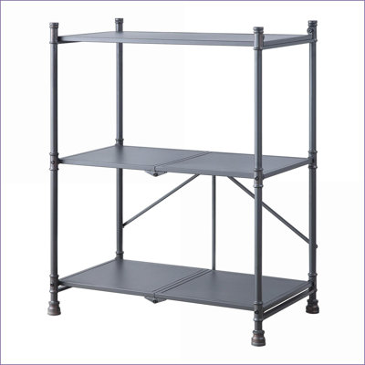Console | Style industriel | Étagère à 3 niveaux | Pliable | Sandy Black & amp; Bronze foncé | Métal | Noir