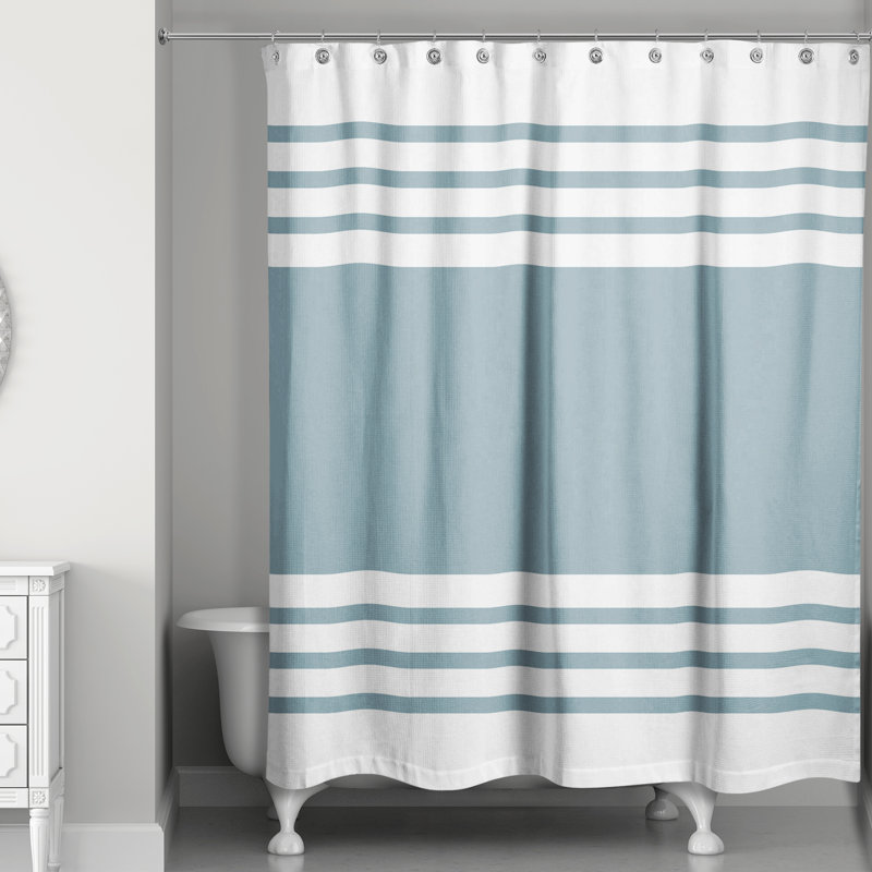 Rideau de douche Hylan, Bleu rayé 1
