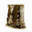 Commode haute Mara, 4 tiroirs, détails à volutes dorées, bois brun