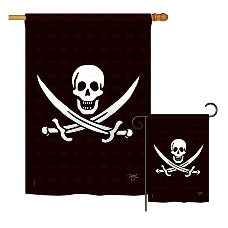 Ensemble de 2 drapeaux de jardin 2 pièces jack rackham piraté impressions Calico