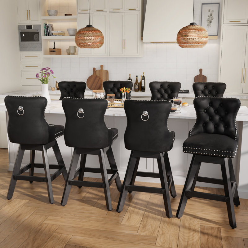 Ensemble de 8 tabourets de bar Modern, Noir