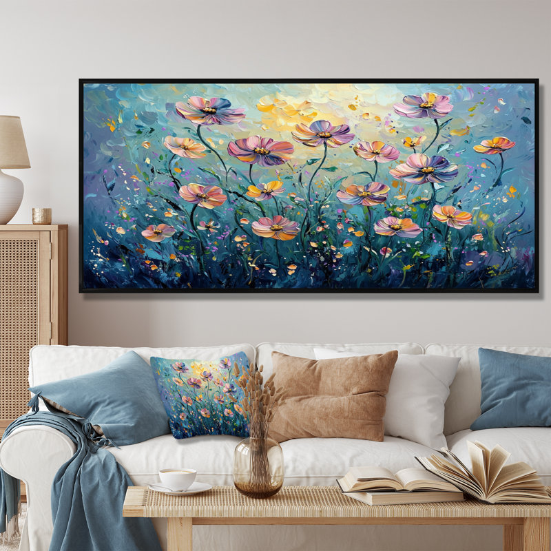 Kavanaugh - Floral Wall Art, H 28 po x l 60 po, Impression encadrée flottante, Noir, noir, noir, noir