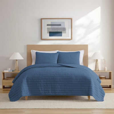Swift Home Crinkle Washed 3-Piece Microfiber Quilt Set -  Ultra-Soft, Versatile, Classic, Timeless - All-Seasonal, Durable, Easy Care