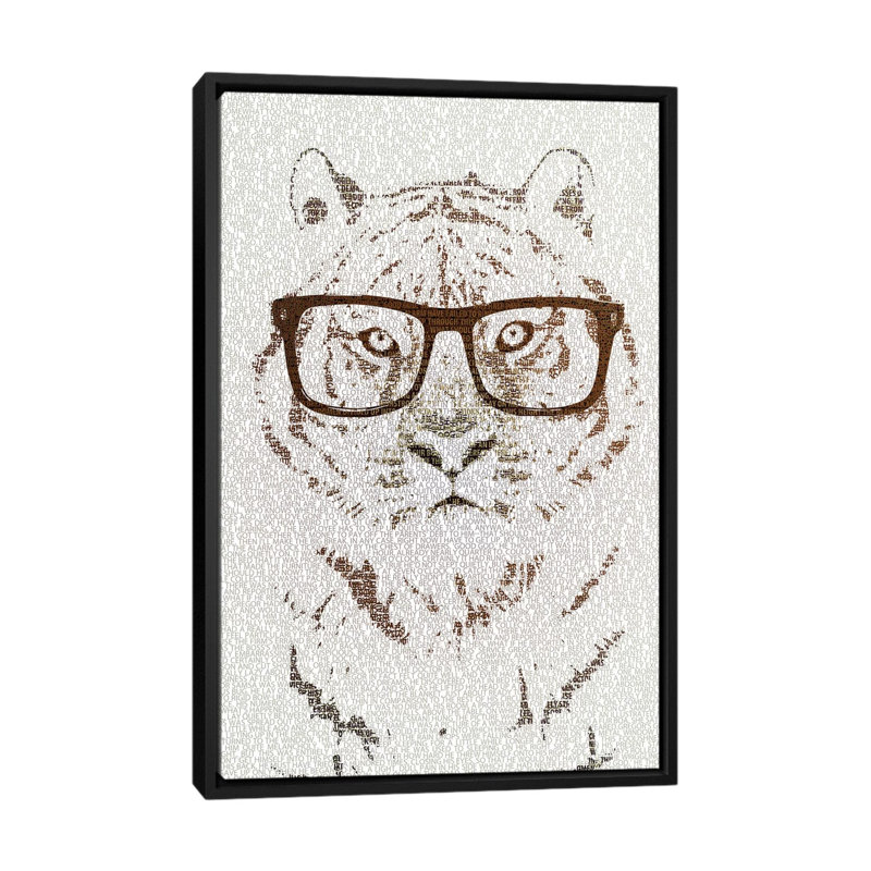 «The Intellectual Tiger Hipster Version», impression sur toile, H 26 po x l 18 po x P 1,5 po, Toile avec cadre noir