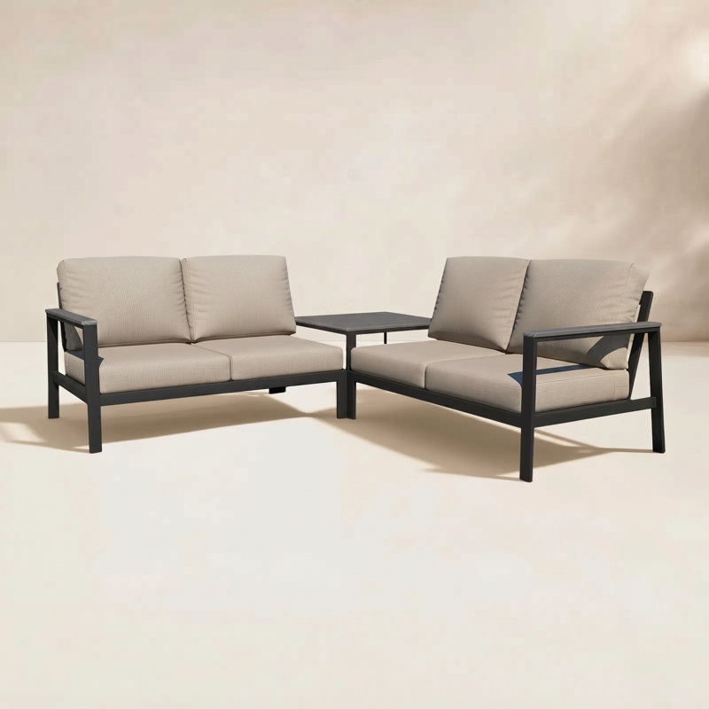 Ensemble de conversation modulaire 3 pièces avec coussins Sunbrella Adette, Argent coulé Sunbrella®