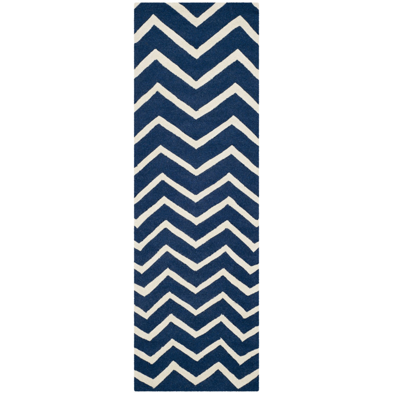 Sanyla Hand Tufted Wool Chevron Rug, Runner 2'6" x 8'