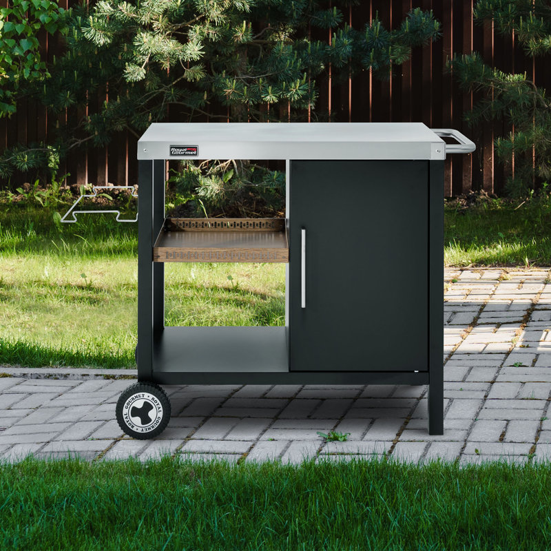 Chariot-grill d'extérieur avec rangement Royal Gourmet, noir