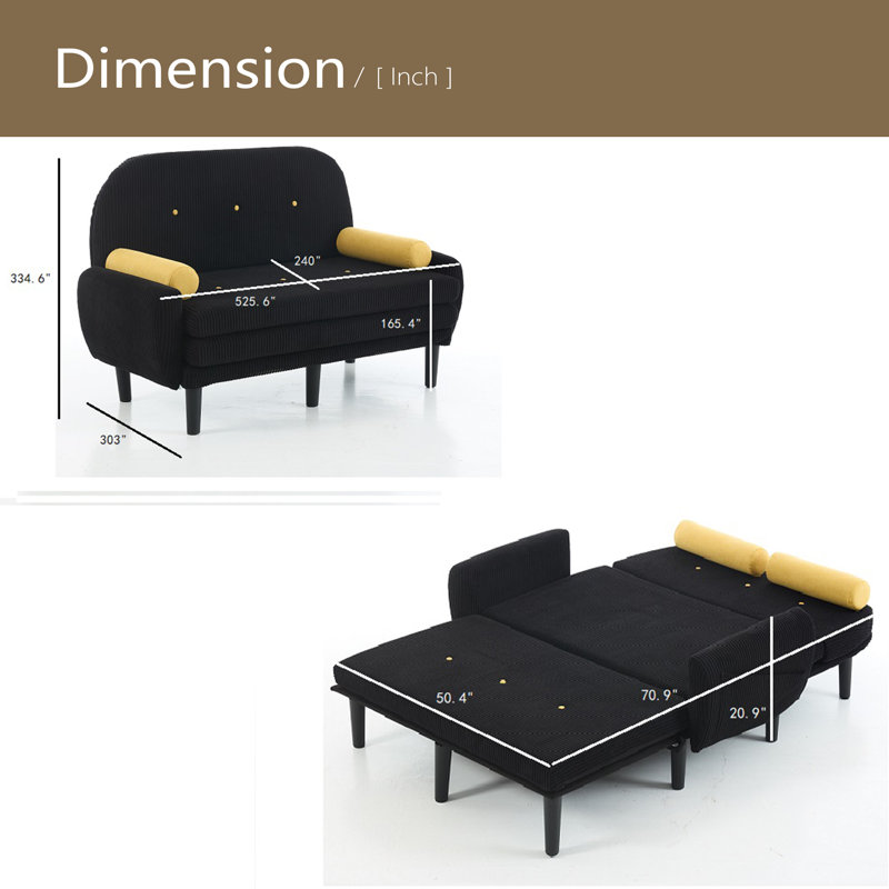 Causeuse inclinable Corduroy, Noir