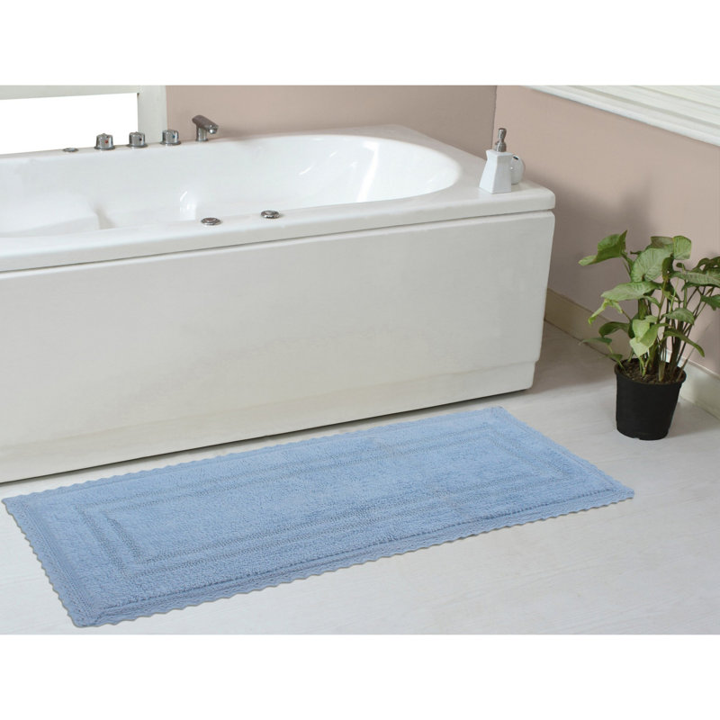 Opulent Absorbent Cotton Soft Bath Rug, 21" W x 54" L, Blue