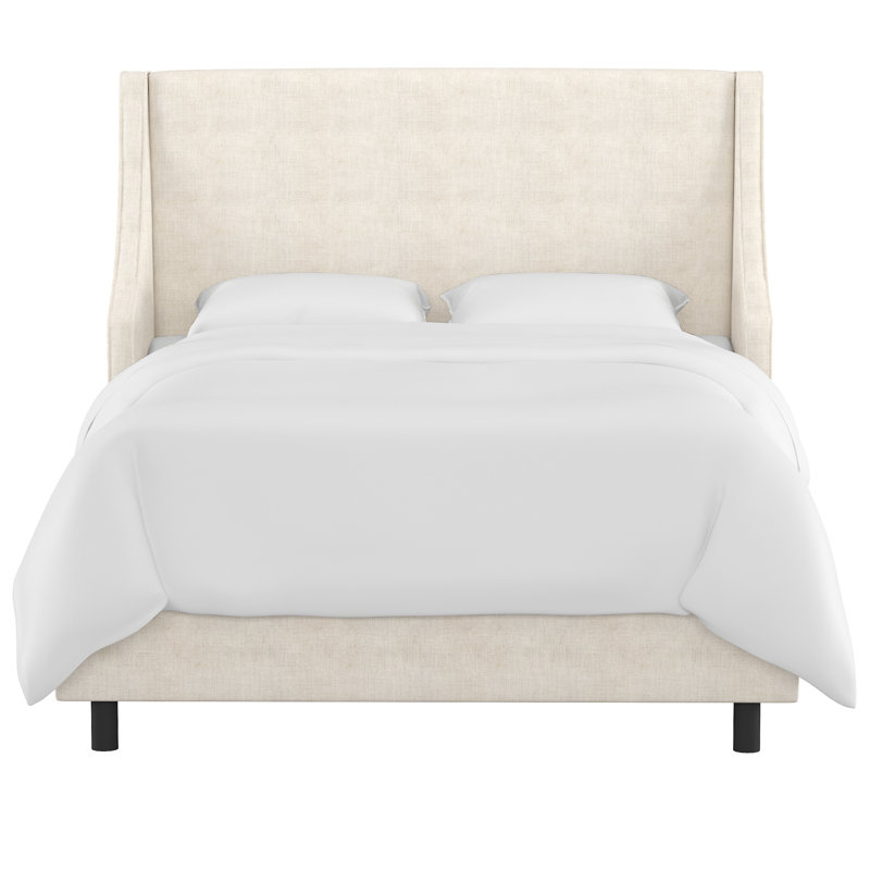 Bernadine Upholstered Unfinished Wingback Bed, Classic Talc Linen, King