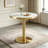 23.6" Round Mdf Sprayed With Uv Paint Countertop, Whiye Marble Texture, Gold Stainless Steel Edging, Metal Table Legs, Modern Light Luxury Edge/Coffee Table.