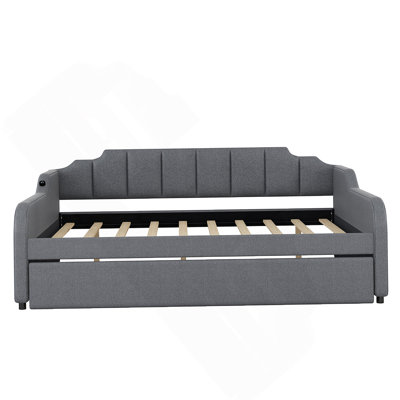 Upholstery Daybed with Trundle and USB Charging