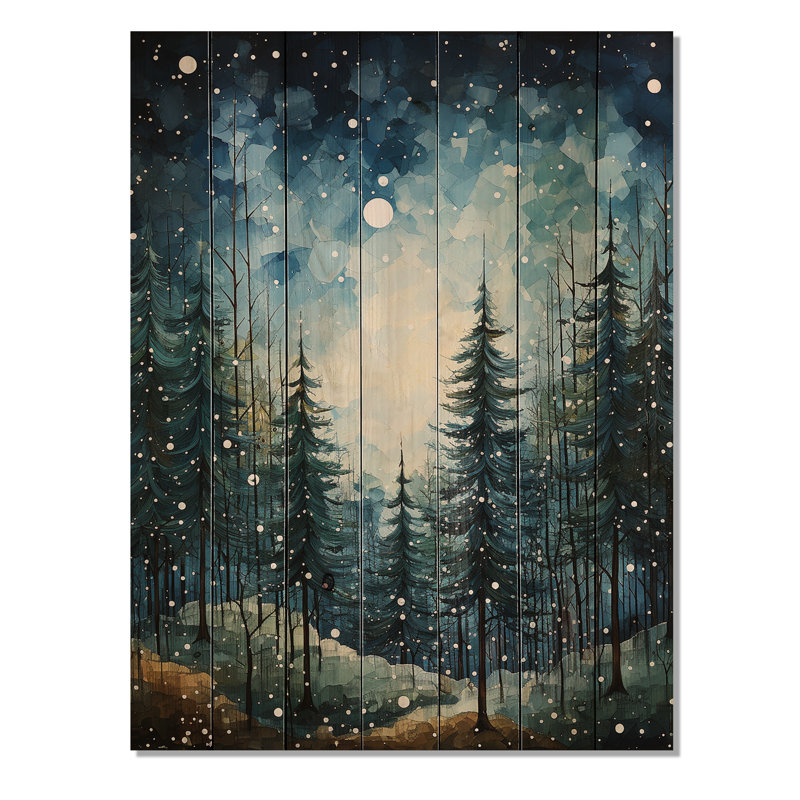 Breyawna Winter Snowy Evergreen I sur bois, H 20 po x l 10 po x P 0,78 po