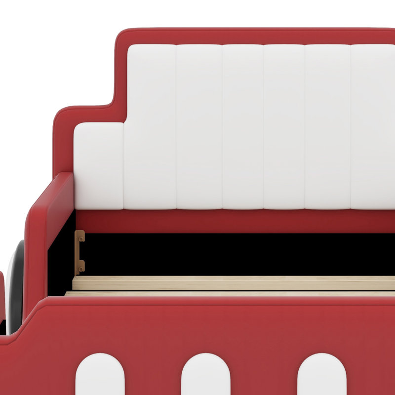 Lit plateforme simple inspiré des voitures de course avec roulettes, Rouge