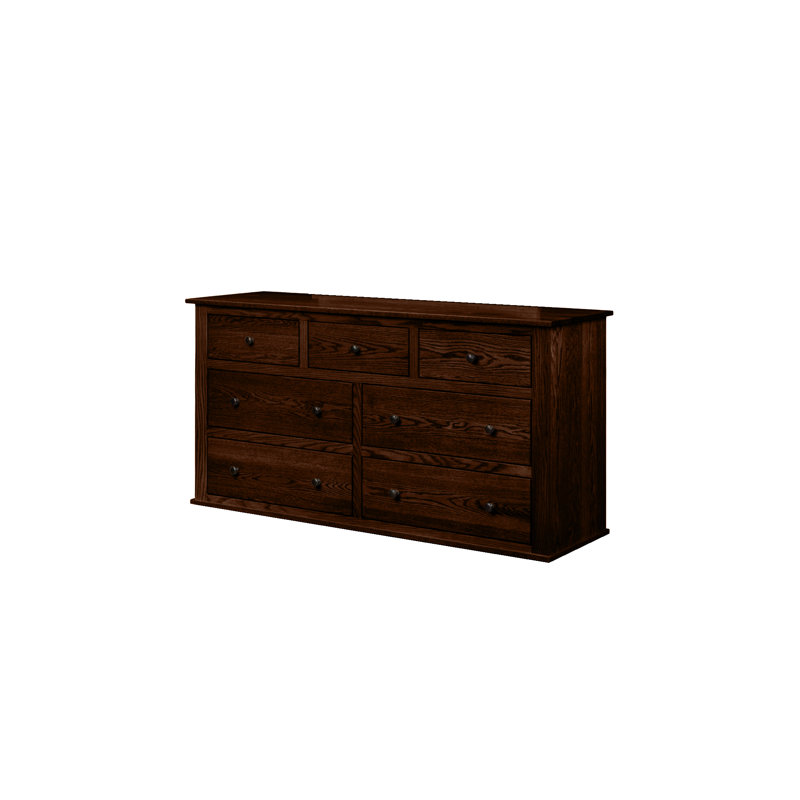 Traditional Oak Solid Wood 7 Drawer Dresser, Chocolate Mousse