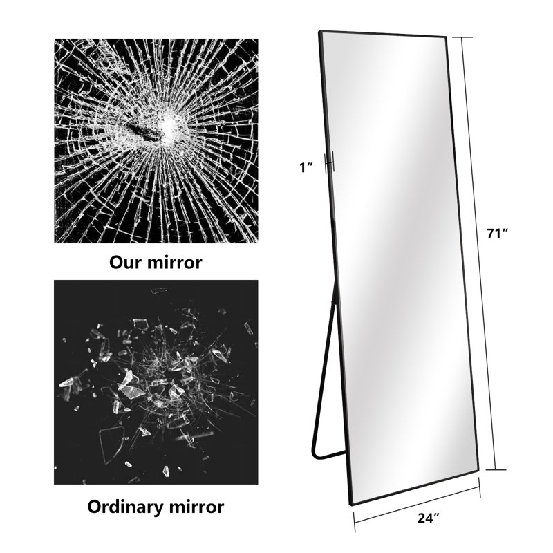 Metal Rectangle Mirror, Black, 71" x 24"