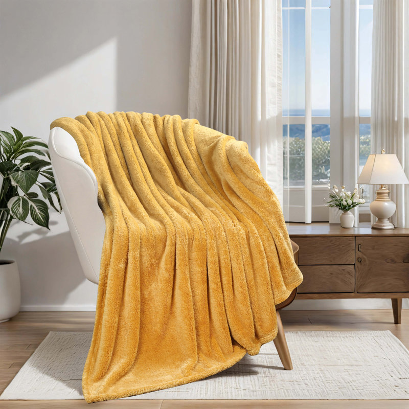 Gold Full/Queen Reversible Fleece Blanket