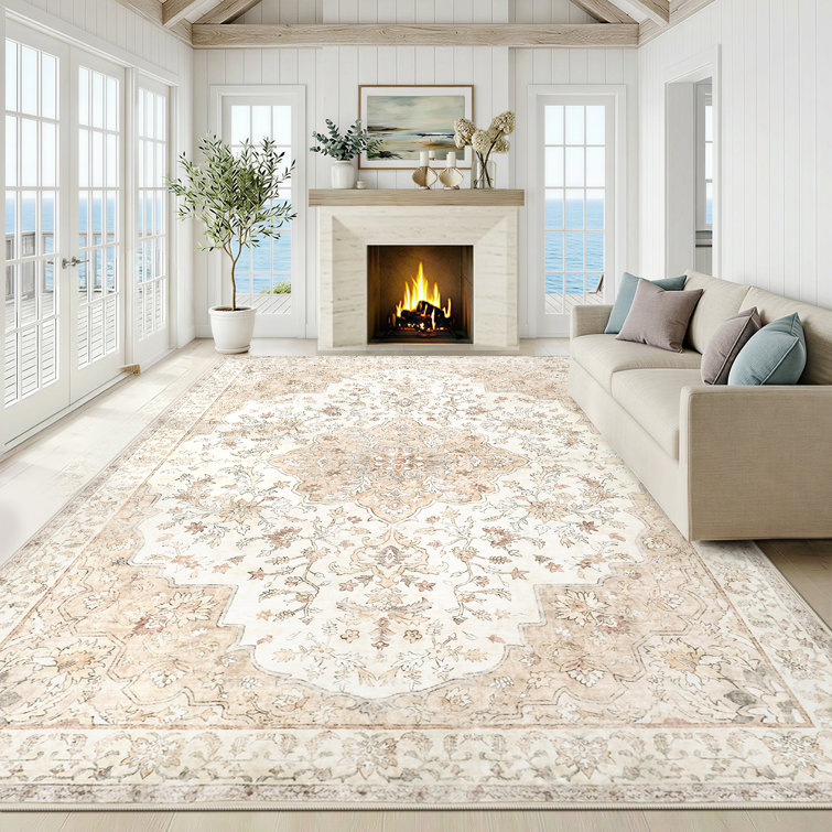 Area Rugs Machine Washable living Room Rugs 8'x10' Oriental Inspired Rugs with Non-Slip Backing for High Traffic Area, Living Room, Bed Room, Kitchen, Hallway, Entryway Rug