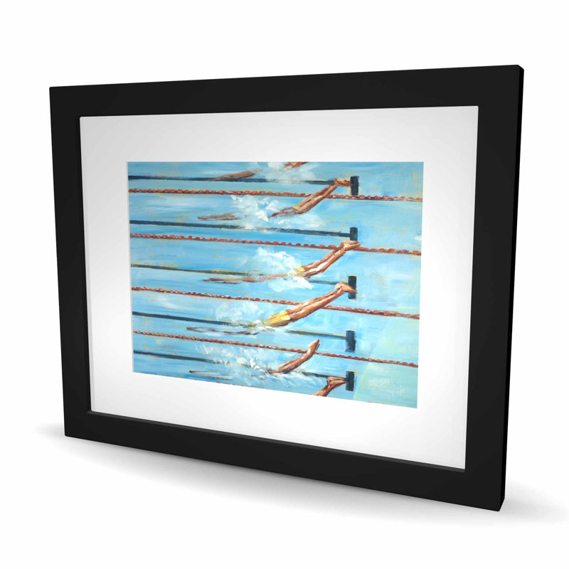 Olympic Swimmers - Contemporary Orange Framed Matted Print