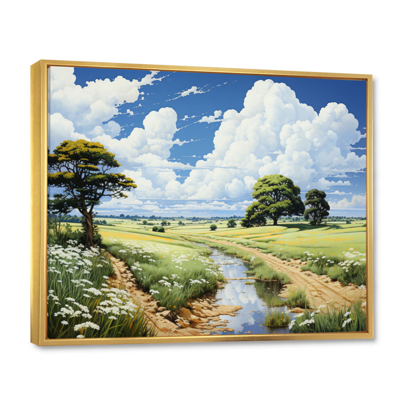 «Clouds Whispering Clouds Pastoral I», reproduction d'art sur toile, Cadre naturel flottant, H 34 po x l 44 po x P 1,5 po