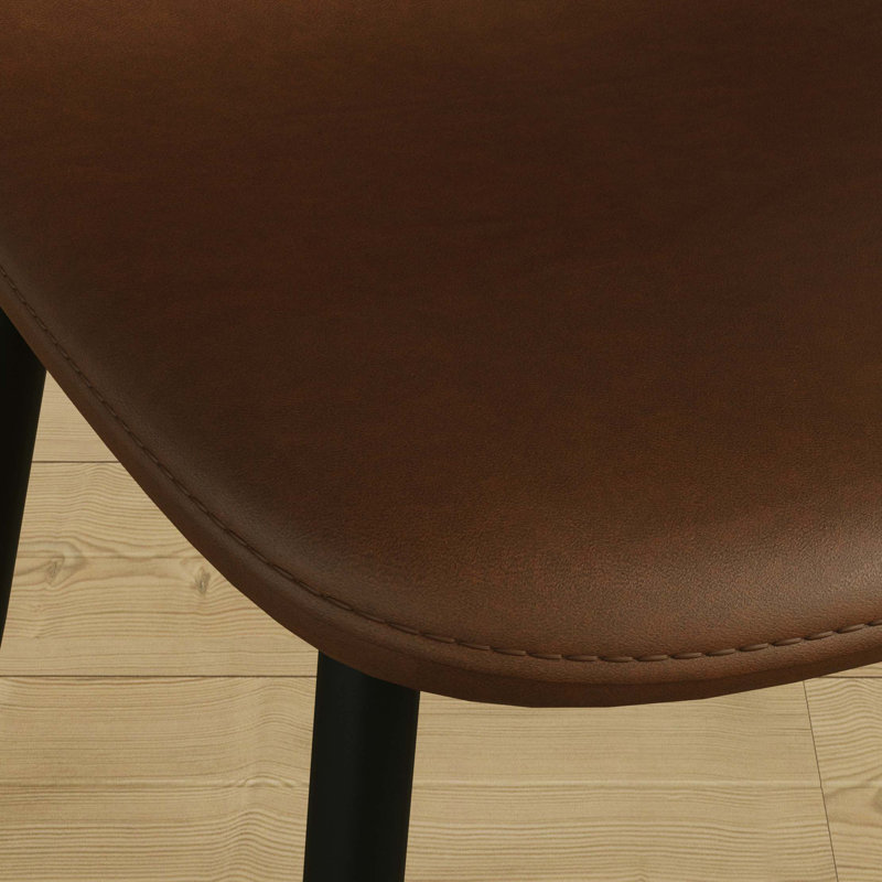 Dining Chairs Set of 4, modern style chairs, saddle leather cushioned seats, spoon shaped kitchen chair with metal legs, Dining chairs for restaurant kitchens