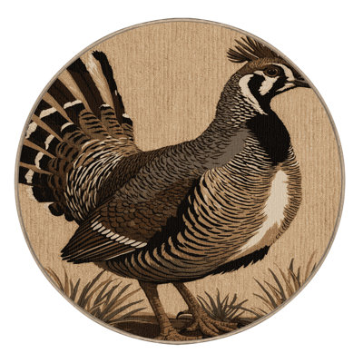 Washable Ruffed Grouse Birds Area Rug