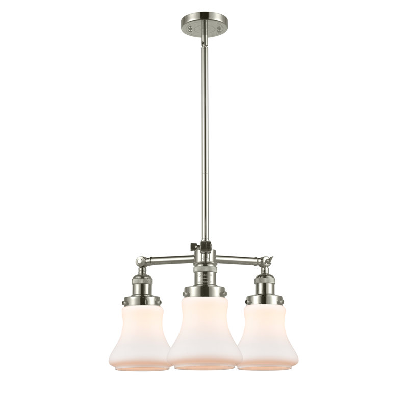 Lustre classique à 3 lumières Edda, Chrome poli, Blanc mat, Ampoule DEL 6 watts Vinage