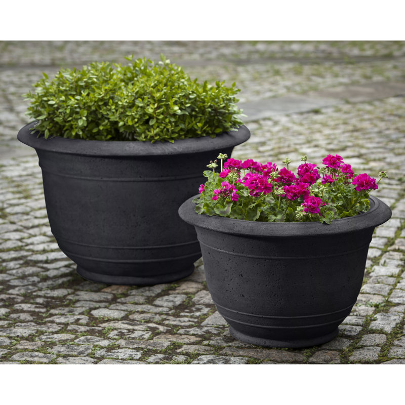 Padova Handmade Pot Planter, 23" H x 36" W x 36" D, Nero Nuovo