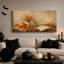 Art sur toile orange citrouille orange et fleurs séchées sur table rustique-1823383882