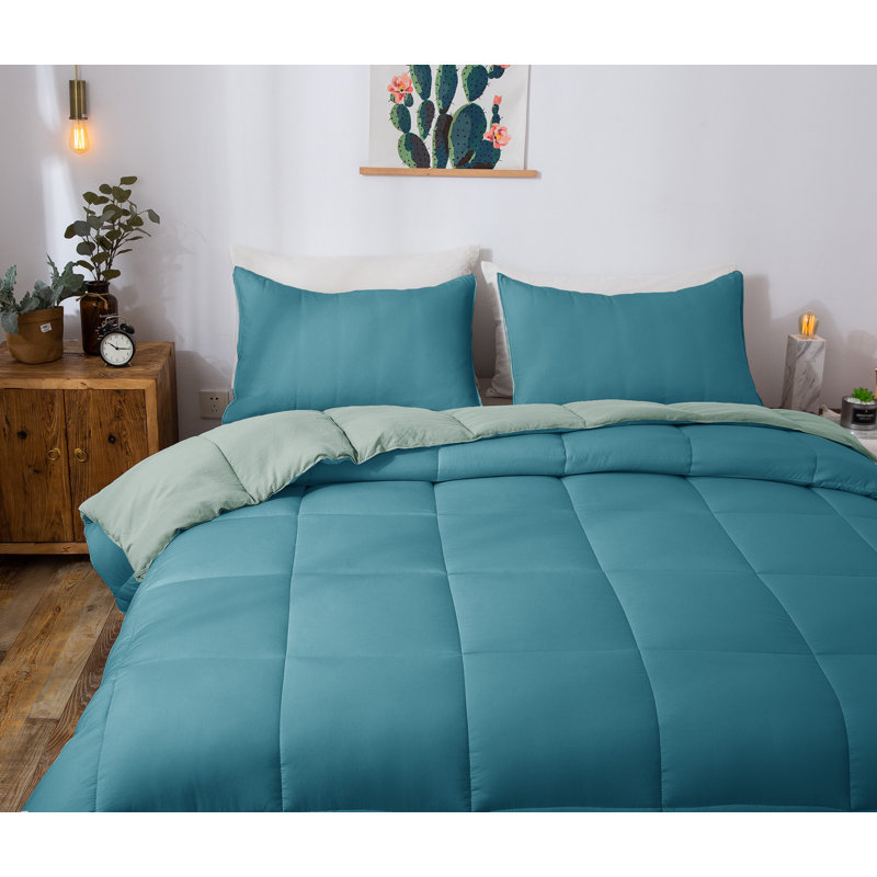 Ensemble d'édredon matelassé toutes saisons en duvet synthétique - ensemble de literie réversible - lavable à la machine