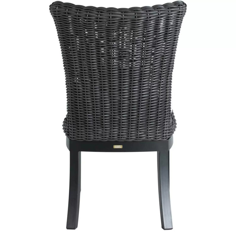 Montecito Woven N-Dura Resin Wicker Outdoor Dining Side Chair - Onyx, Paper Sky, No