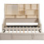 Lit de jour simple beige, rembourré avec lumières d'accoudoirs à DEL, armoires de rangement, lit gigogne escamotable, confortable pour accueillir des invités Lit de jour de taille beige, douces nuits douillettes-990926508