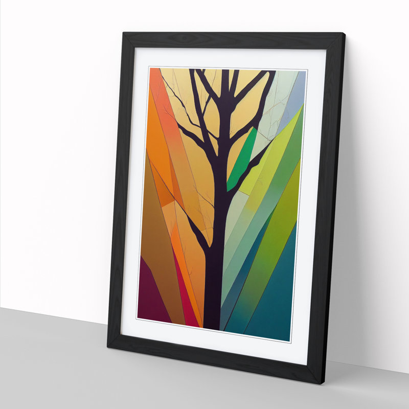 FRM-V0523-2534X Tree Abstract Block Vol.2 1 Piece Single Picture Frame Wall Art, 46cm H x 34cm W x 2cm D, Black