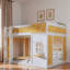 Lit superposé avec tablettes de rangement, fenêtre et 2 portes-403356310