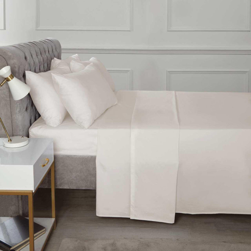 Percale Machine Woven Fitted Sheet	, Kingsize (5'), Beige