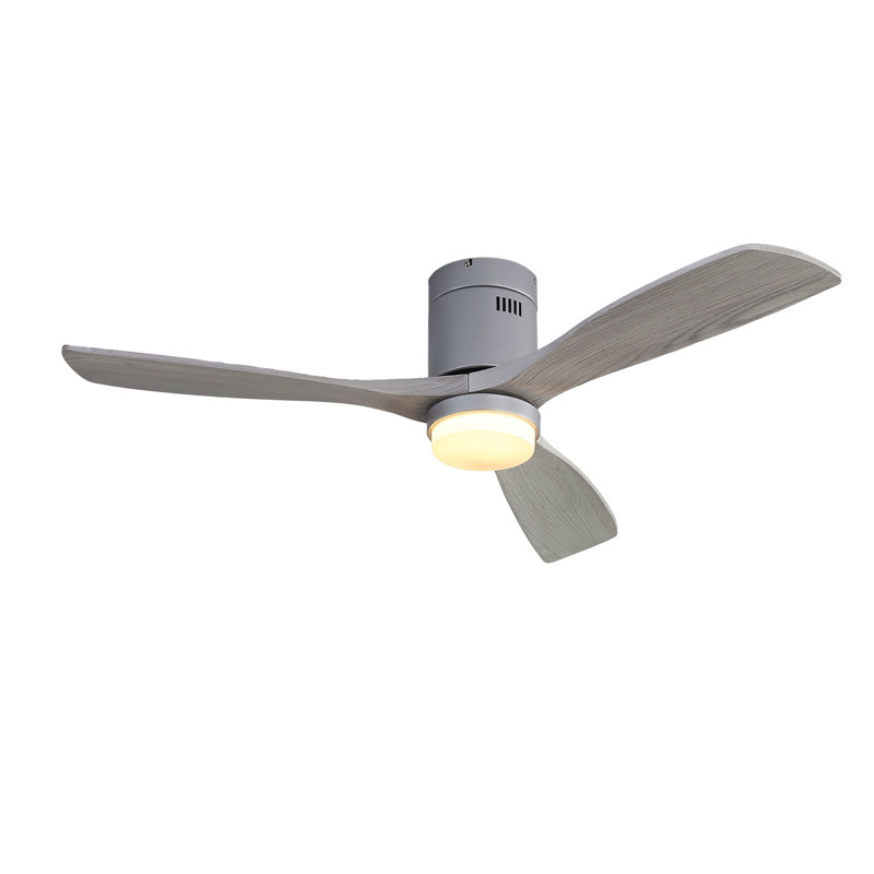 Ventilateur de plafond 52 pouces avec lumières 3 pales en bois massif avec moteur réversible silencieux et télécommande