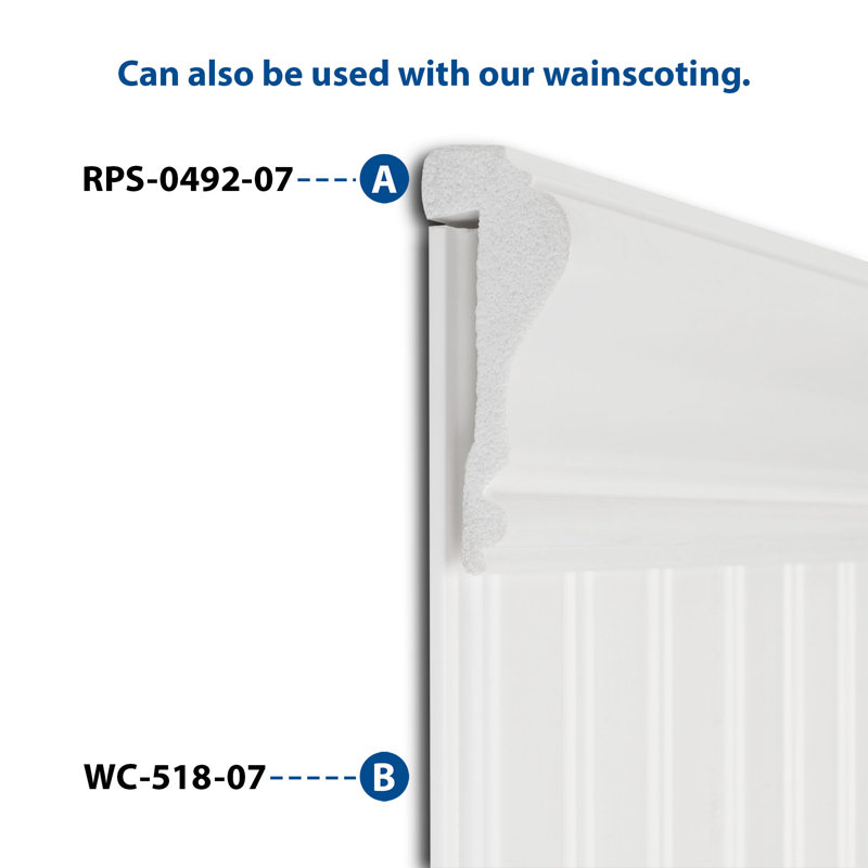 White Unfinished Polystyrene Wall Panel Moulding, 8-Pack