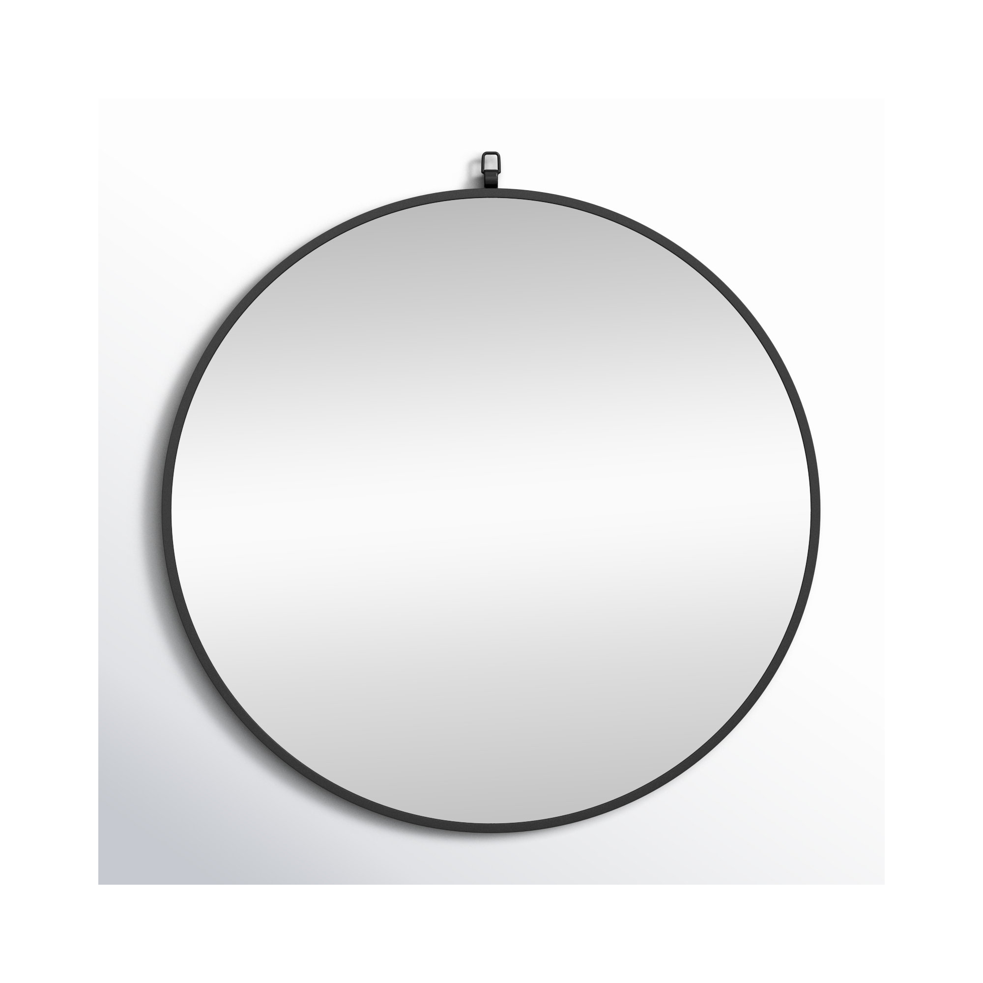 Cassie Metal/Manufactured Wood Round Wall Mirror, Black, 42" x 42"