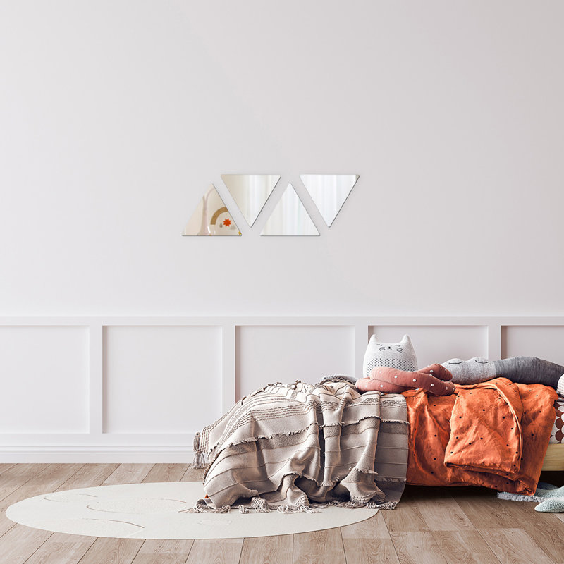Ensemble de 4 petits miroirs adhésifs modernes et contemporains sans cadre, 7,12 po x 6,12 po